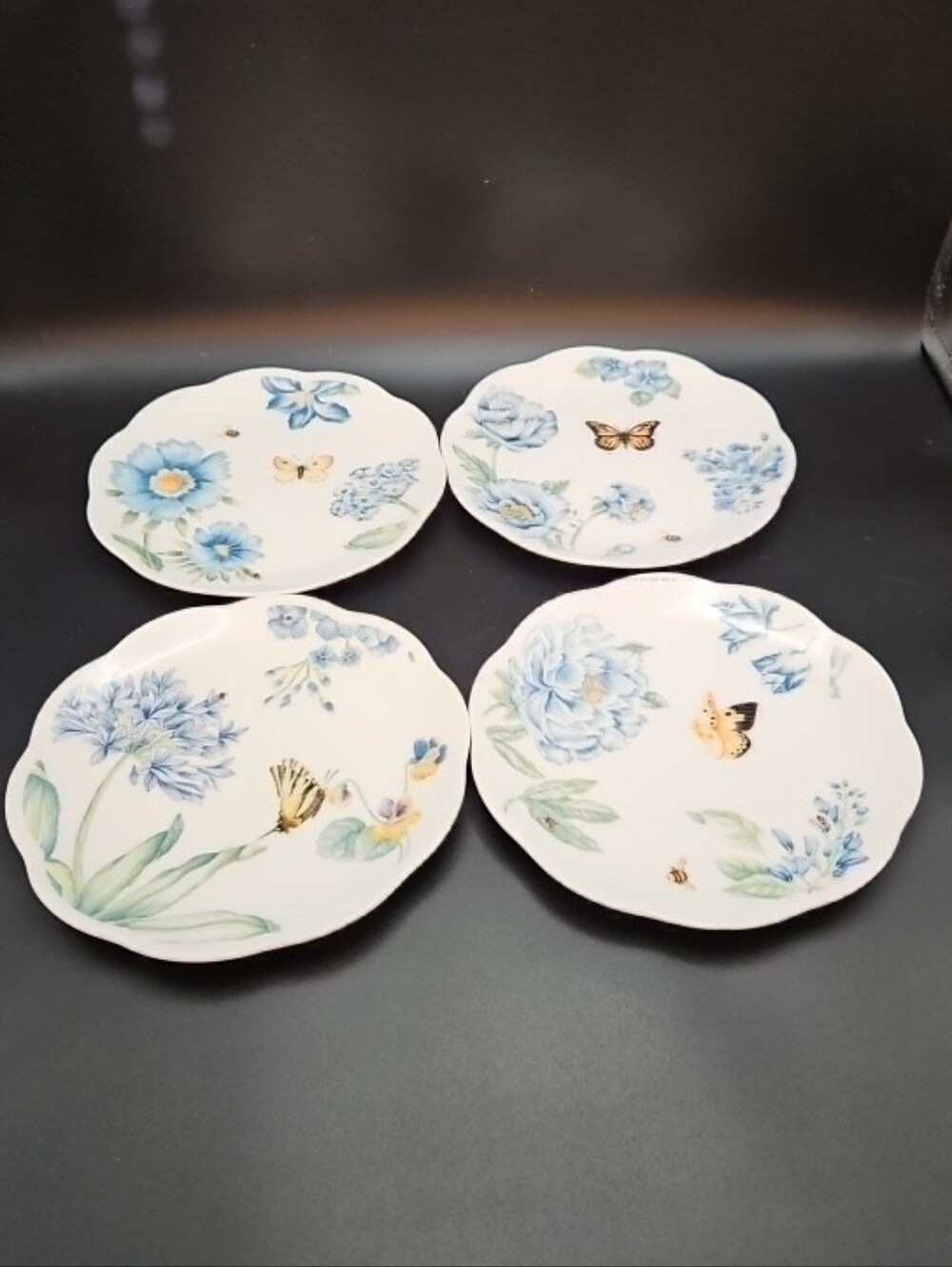 Lenox 8" Butterfly Meadow Assorted Blue Dessert Plates Set of 4
